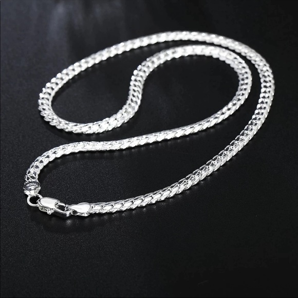 New Unisex 925 Silver European style retro 6MM flat chain necklace bracelets Set - Picture 4 of 8